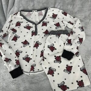 PJ Salvage White and Red Rose Pajama Set